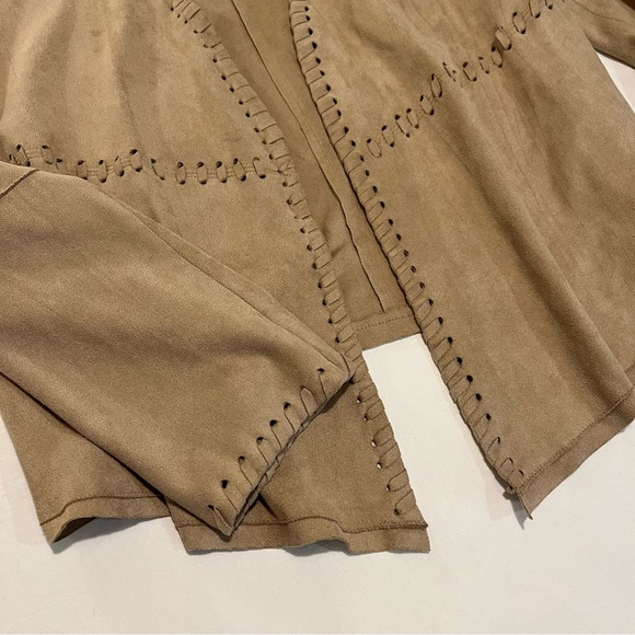 Karen Kane Faux Suede Open Front Jacket. Dark Tan. Size L. EUC. - Picture 5 of 6